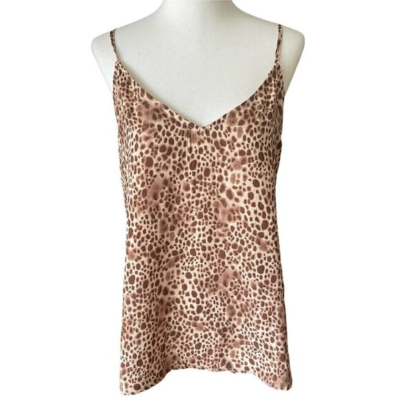 NWT A New Day Animal Print V-Neck Adjustable Spaghetti Strap Flowy Top Blouse  L - Picture 1 of 11